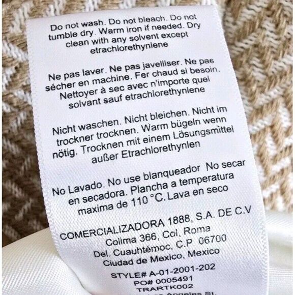 Anine Bing Fishbone Double Breasted Blazer Jacket Large Tan Cream Beige Wool XL - Picture 11 of 13